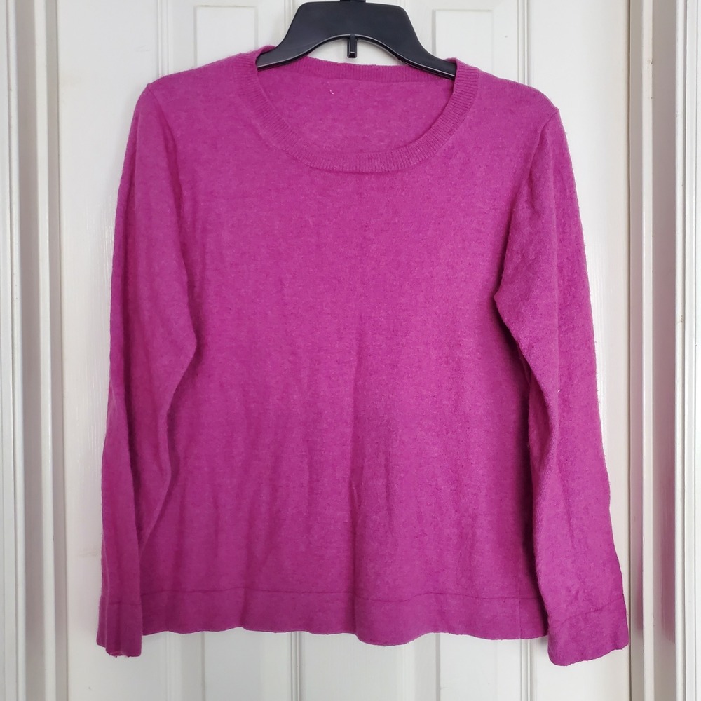 J.Crew Reimagined Fuchsia Wool Cotton Blend Crewneck Sweater Fair Trade Med?